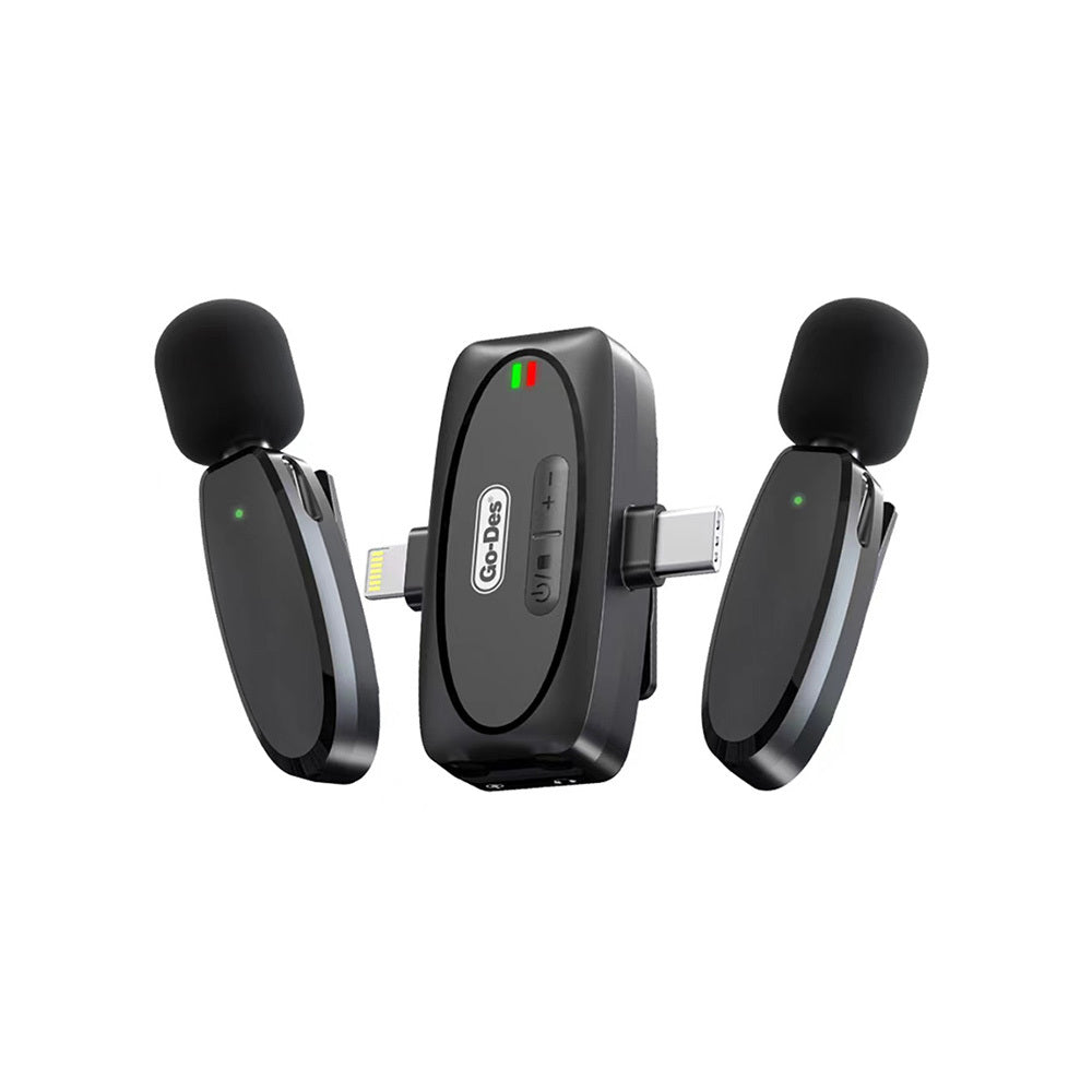 Go Des GD-WS303 2in1 Type-C ve Lightning Portlu Kablosuz Yaka Mikrofonu Go Des GD-WS303 2in1 Type-C ve Lightning Portlu Kablosuz Yaka Mikrofonu